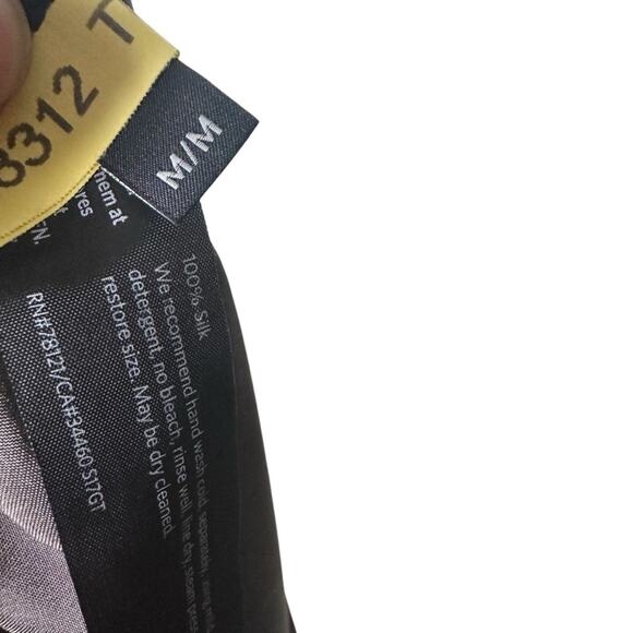 Eileen Fisher Silk Georgette Crepe Scoop Neck Dress Brown - Picture 6 of 7